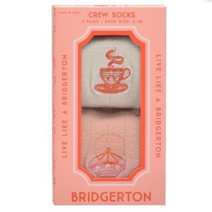 Bridgerton Limited Edition Women’s Crew Socks - Cream & Light Pink (2-Pack)